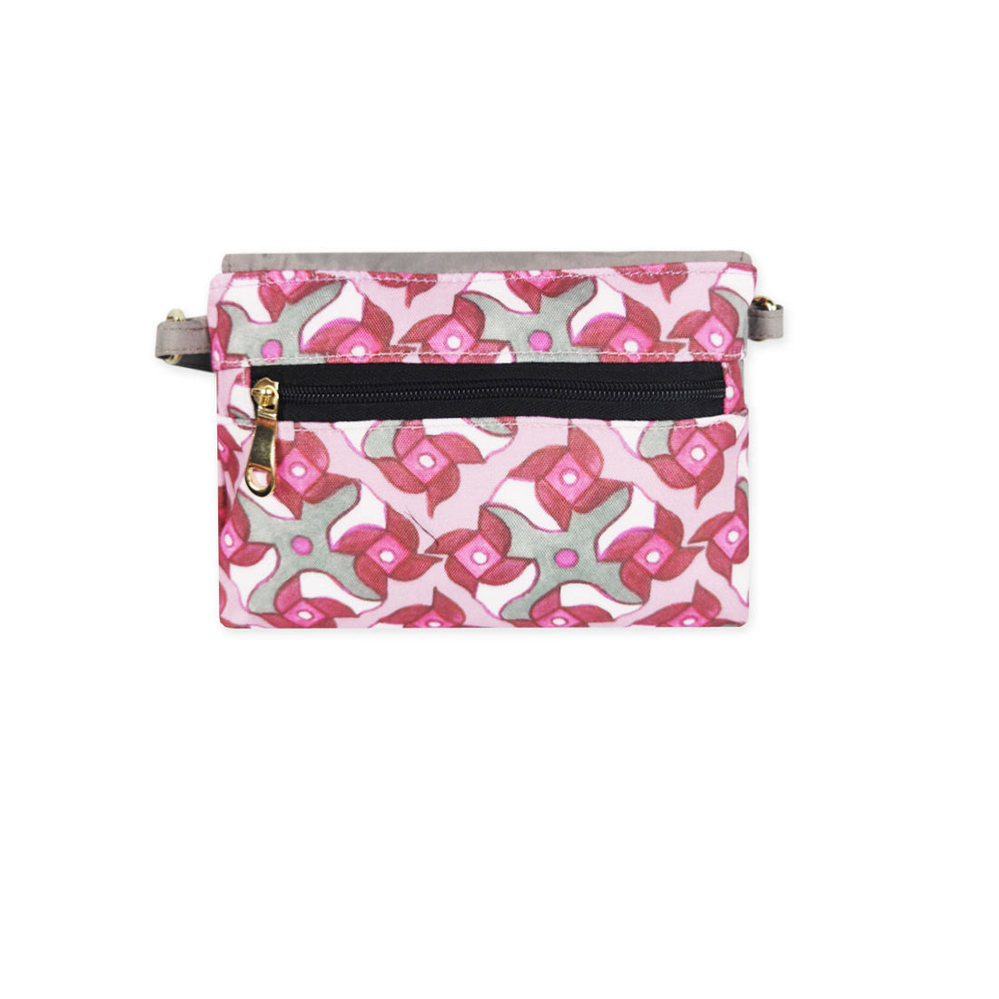 Big Flap Sling Bag- Pink-grey tile