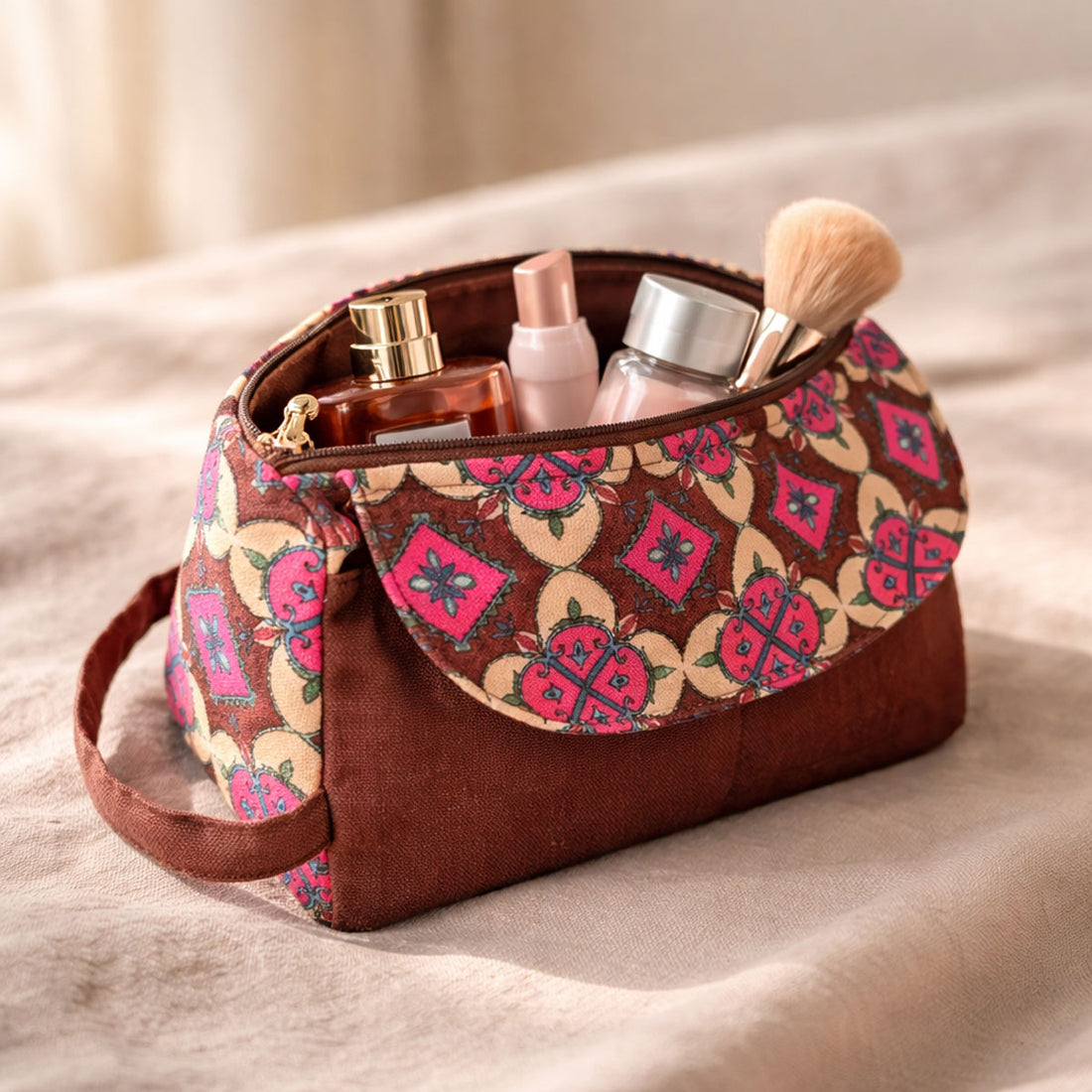 Multi-purpose Organizer- Maroon-Beige Tile