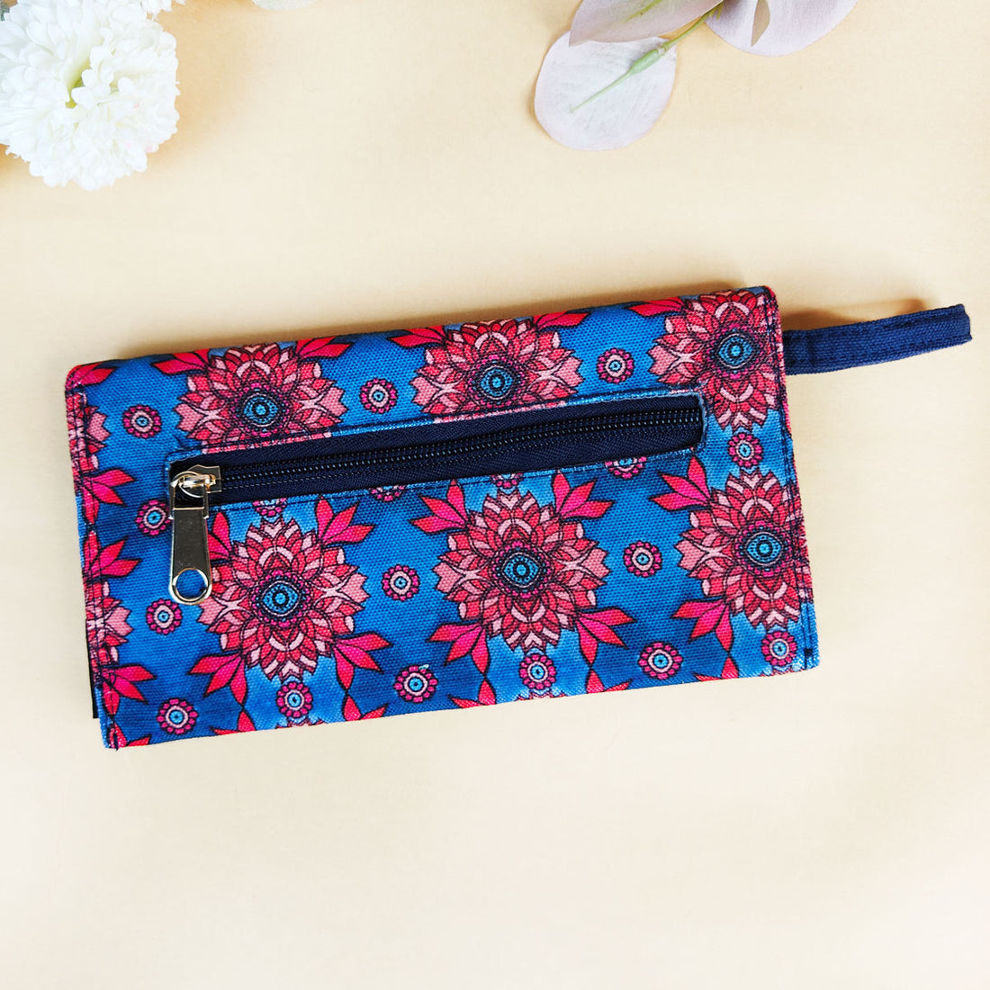 5 Pocket Long Wallet-Blue Maroon Tile