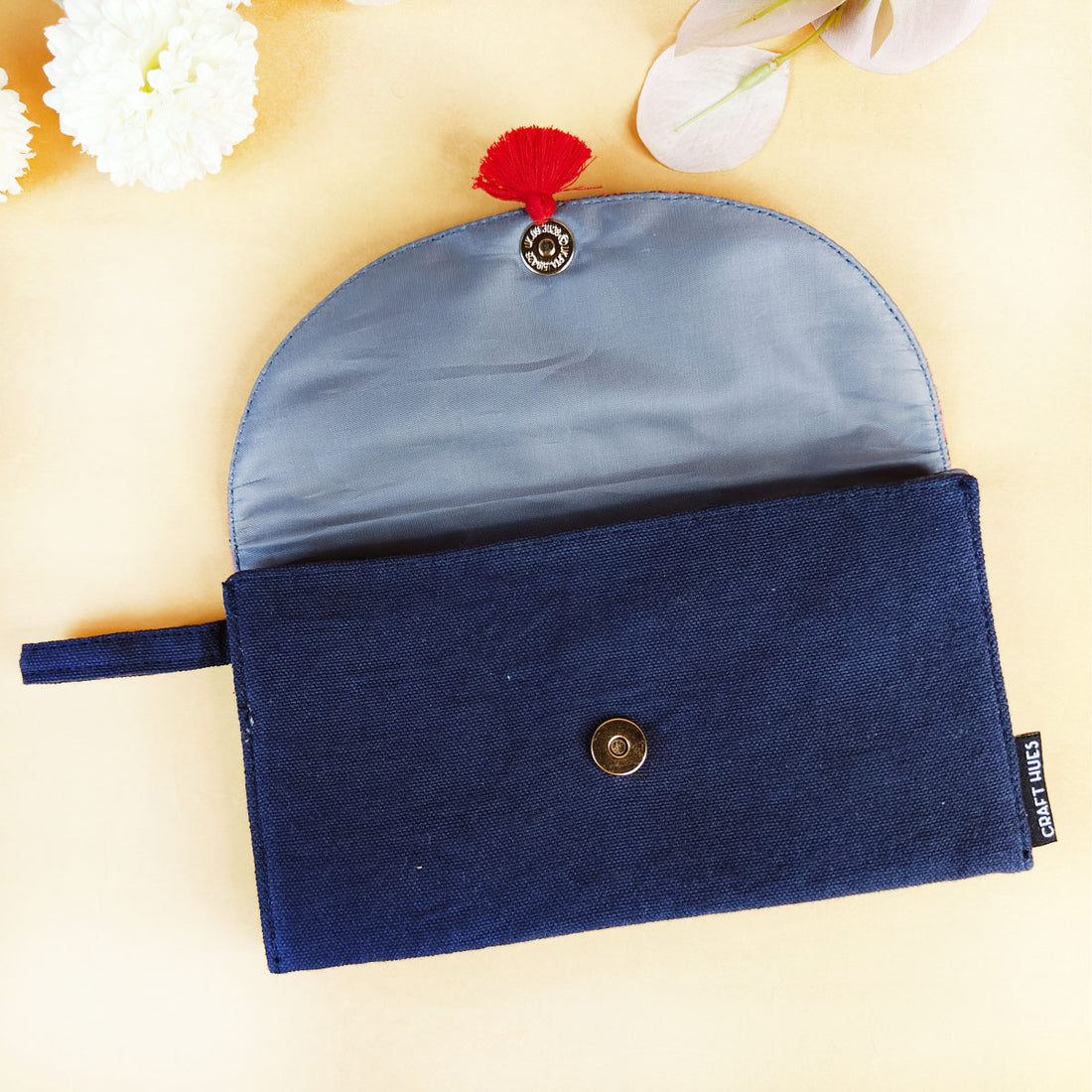 5 Pocket Long Wallet-Blue Maroon Tile