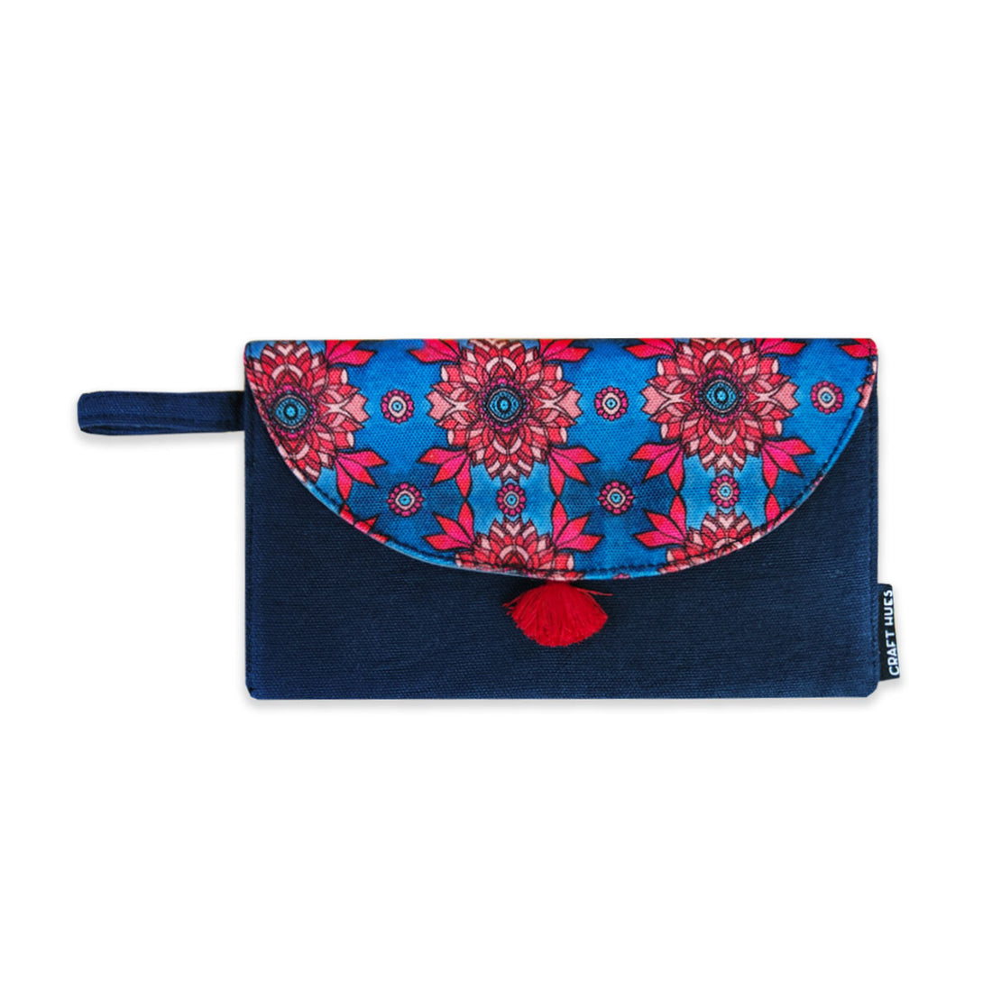 5 Pocket Long Wallet-Blue Maroon Tile
