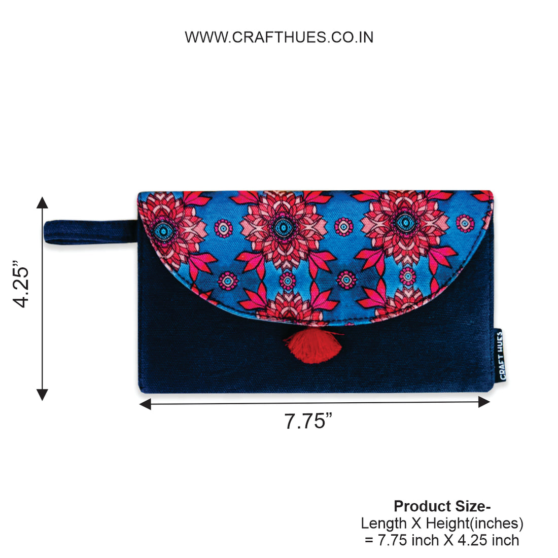 5 Pocket Long Wallet-Blue Maroon Tile