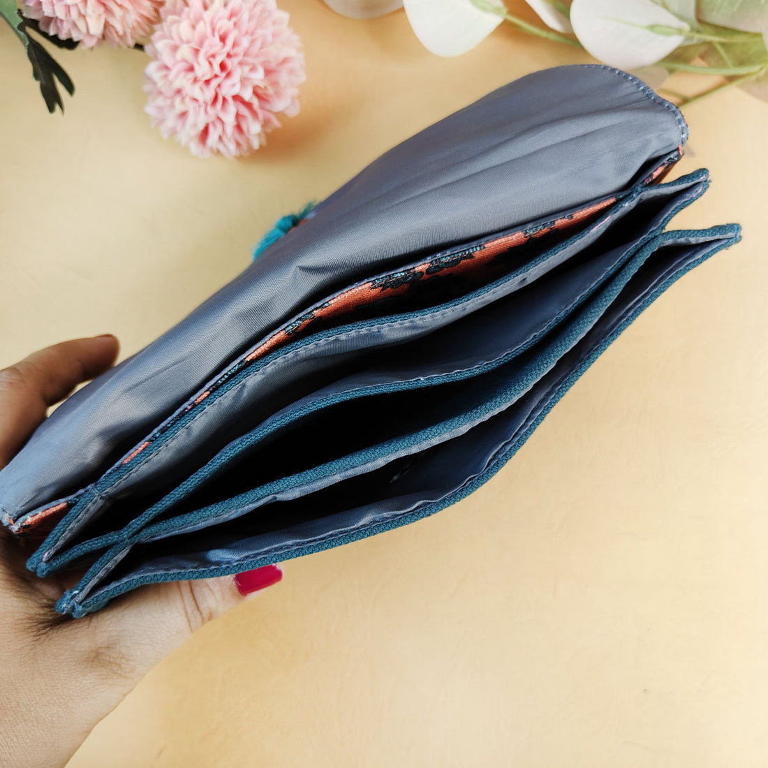 5 Pocket Long Wallet-Gond Teal Turtle