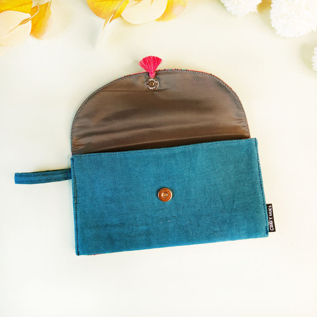 5 pocket long wallet-peach purple tile