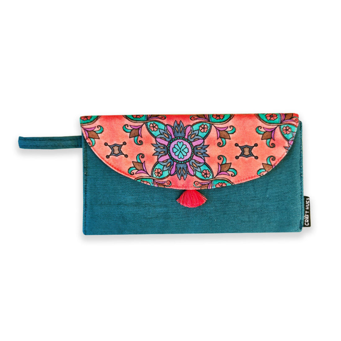 5 pocket long wallet-peach purple tile