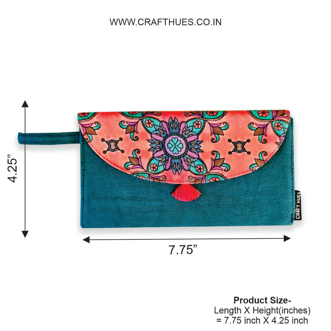 5 pocket long wallet-peach purple tile