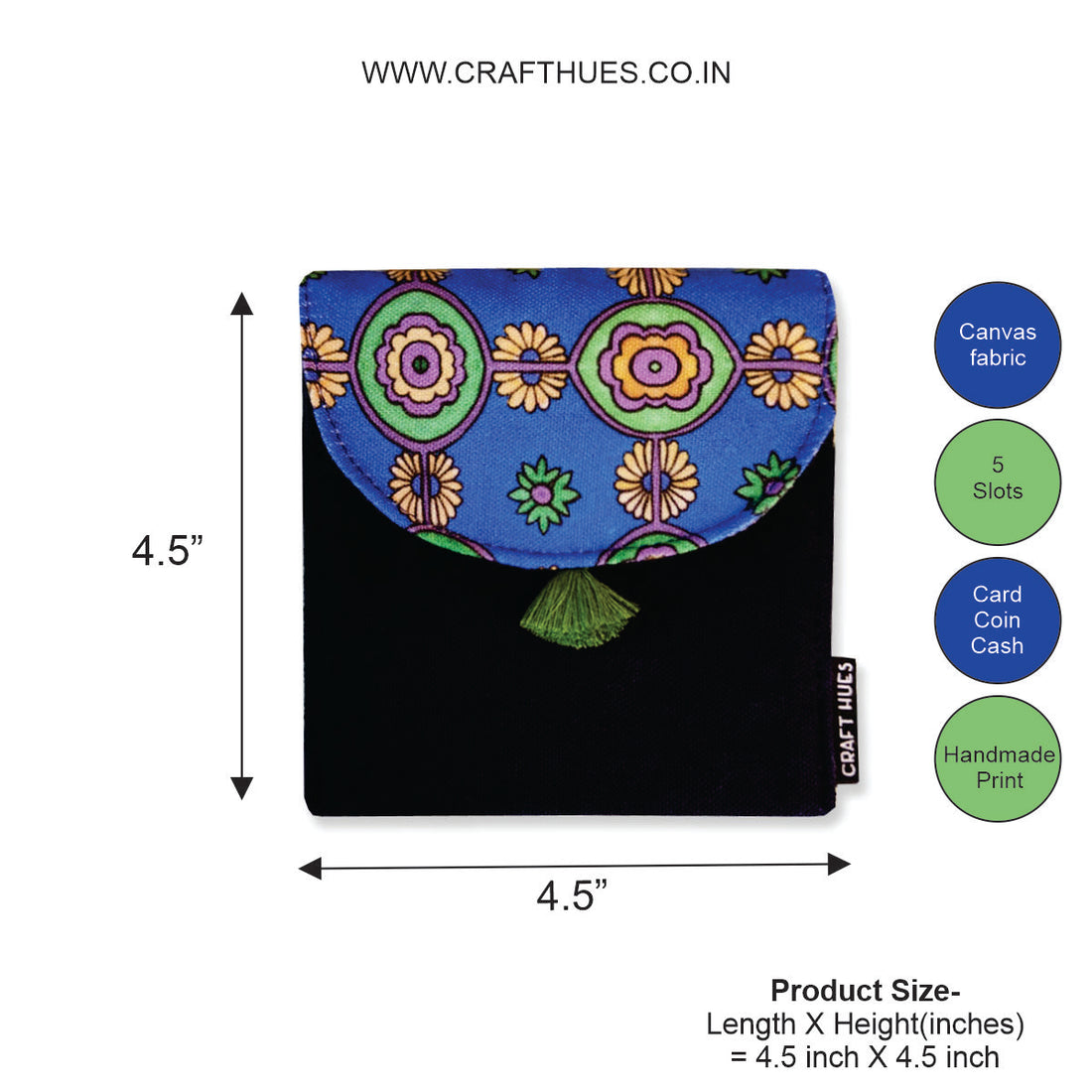 5 COMPARTMENT MINI WALLET- BLUE-GREEN TILE