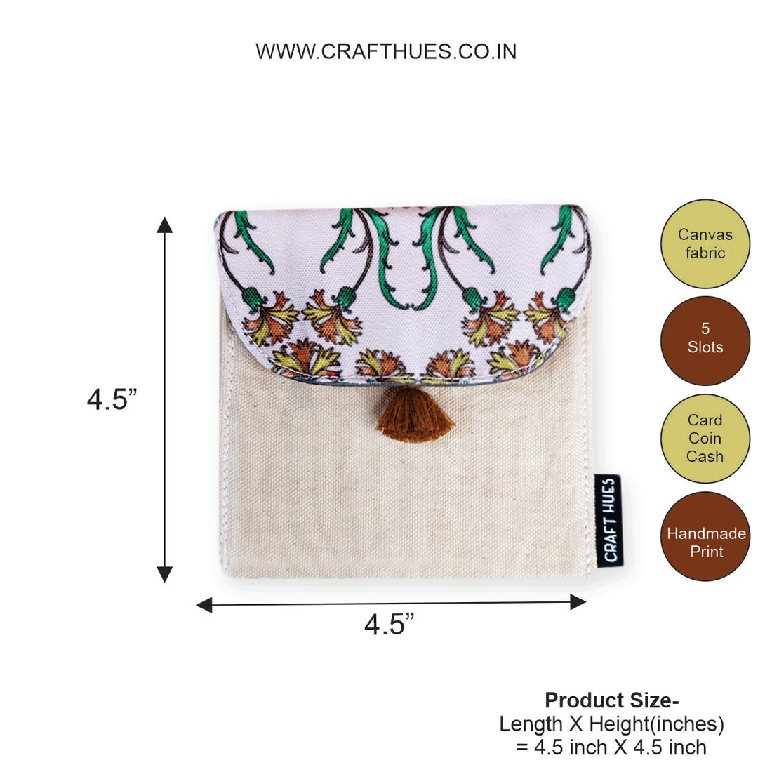 5 COMPARTMENT MINI WALLET-PEACH PERSIAN GARDEN