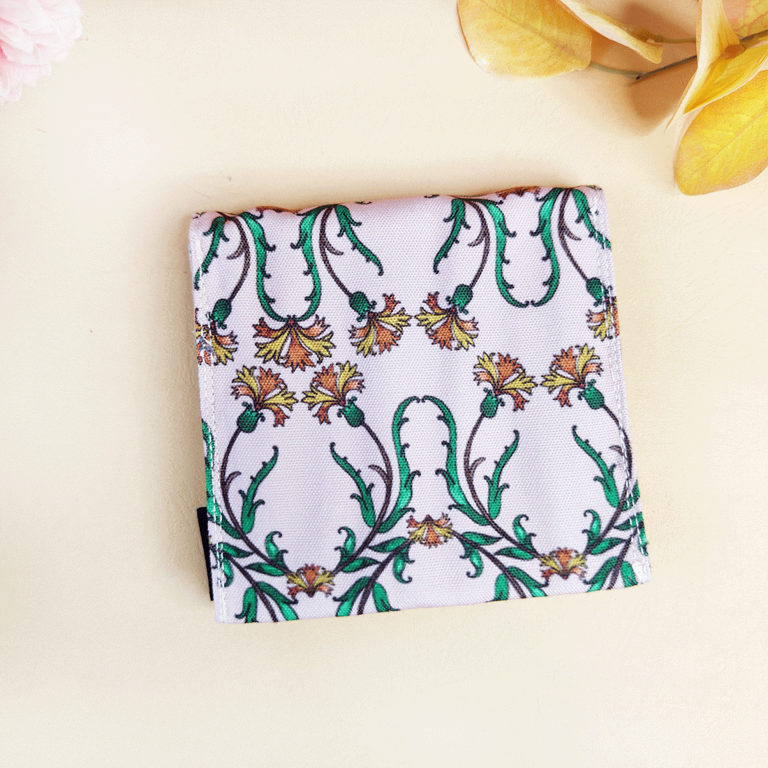 5 COMPARTMENT MINI WALLET-PEACH PERSIAN GARDEN