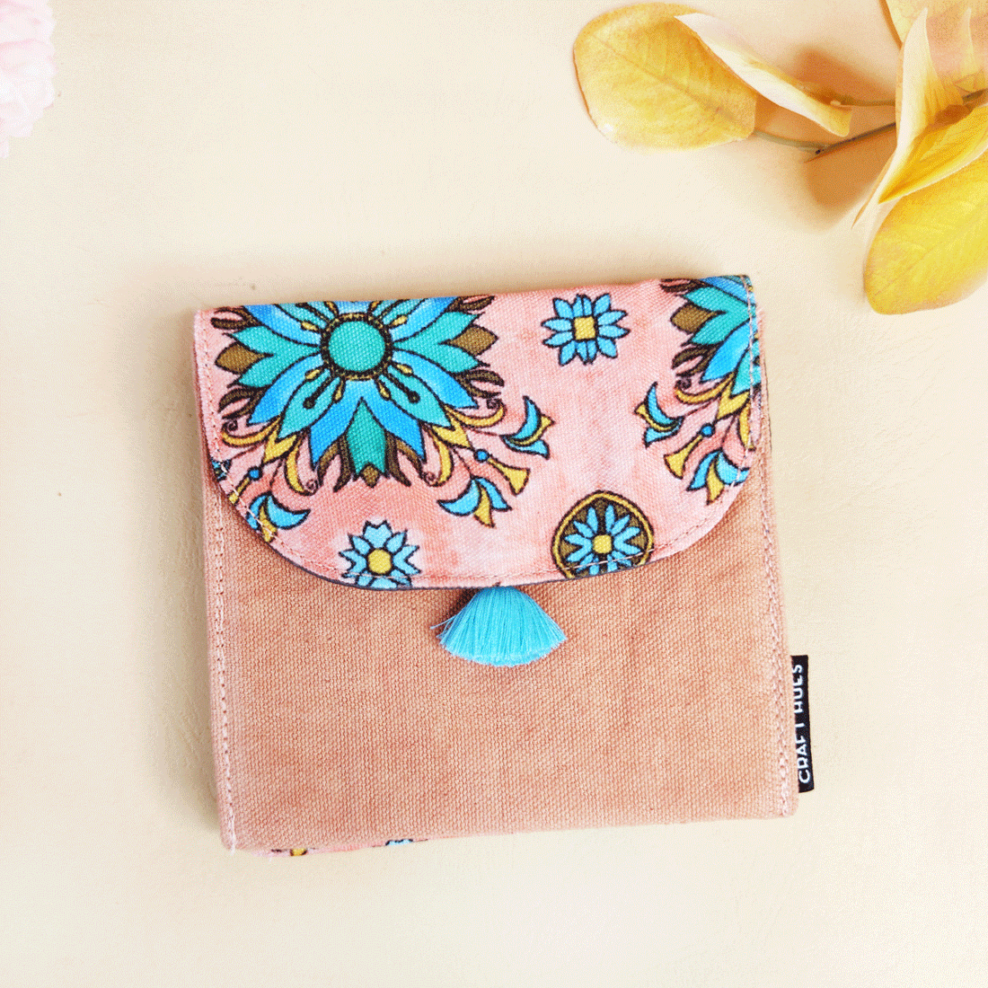 5 COMPARTMENT MINI WALLET-PEACH TILE