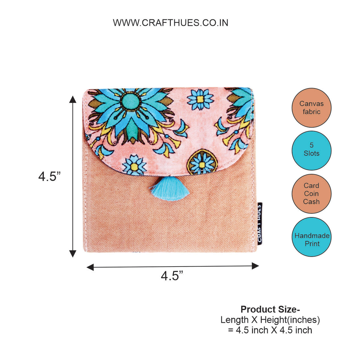5 COMPARTMENT MINI WALLET-PEACH TILE