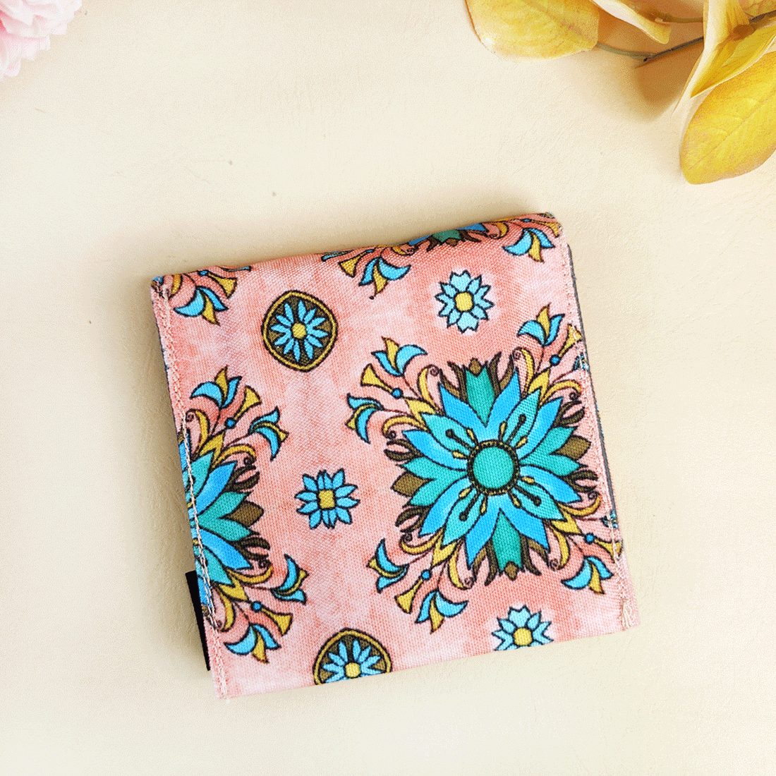 5 COMPARTMENT MINI WALLET-PEACH TILE