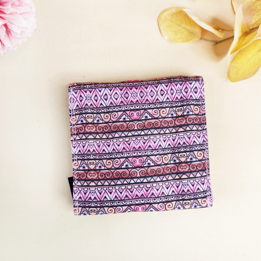 5 COMPARTMENT MINI WALLET-PINK AZTEC