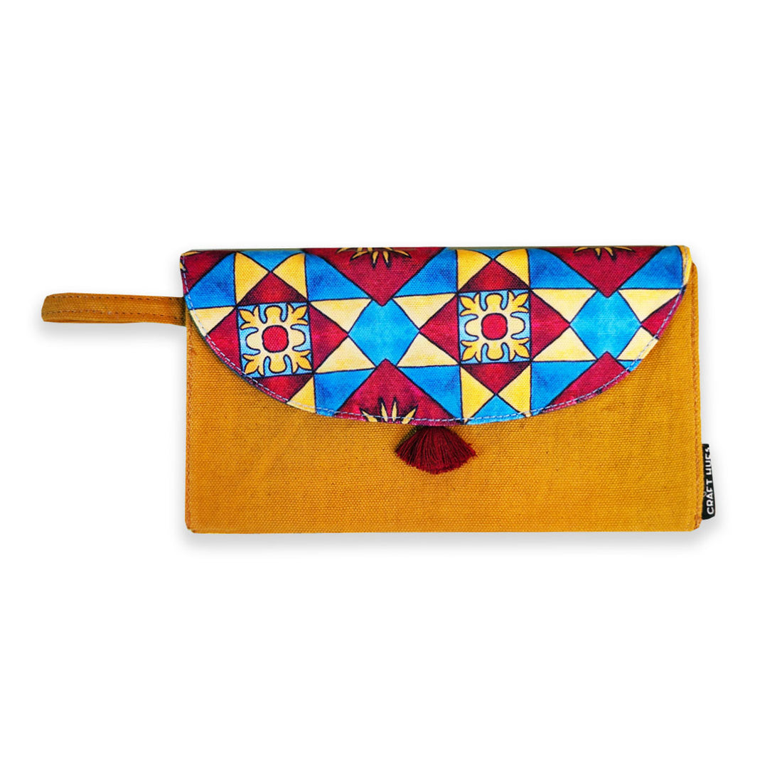 5 pocket long wallet-blue-red tile