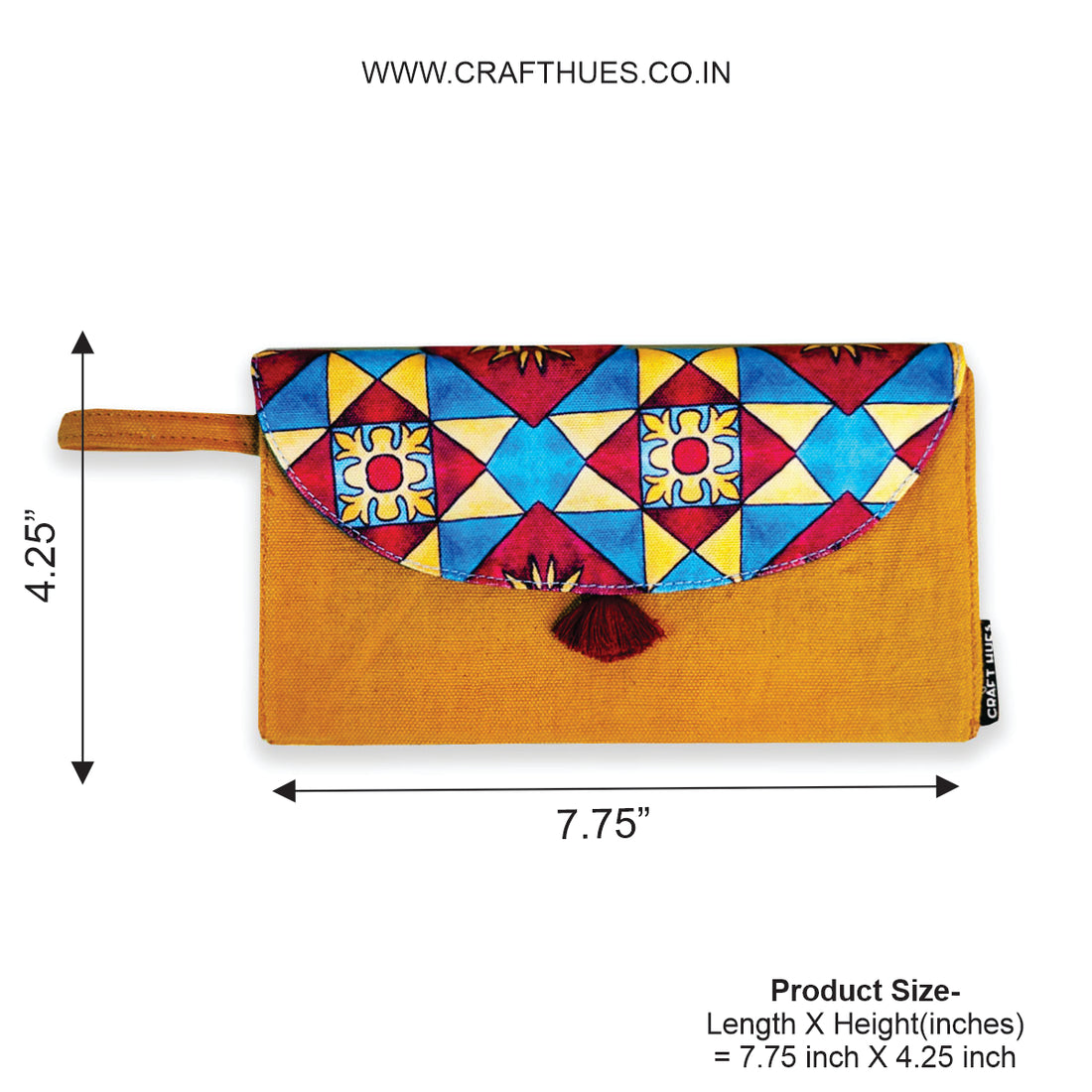 5 pocket long wallet-blue-red tile