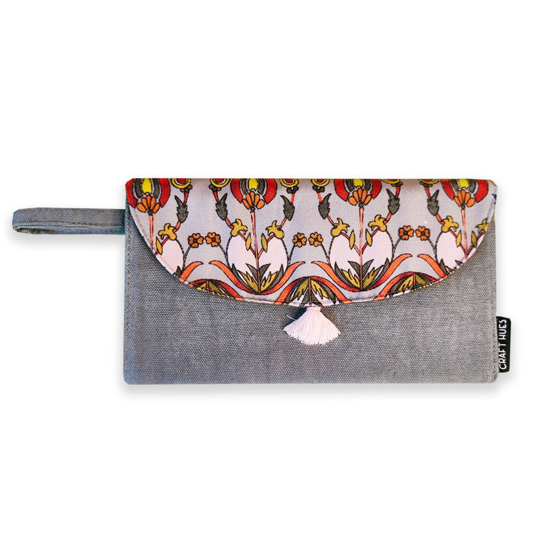 5 pocket long wallet-grey persian floral