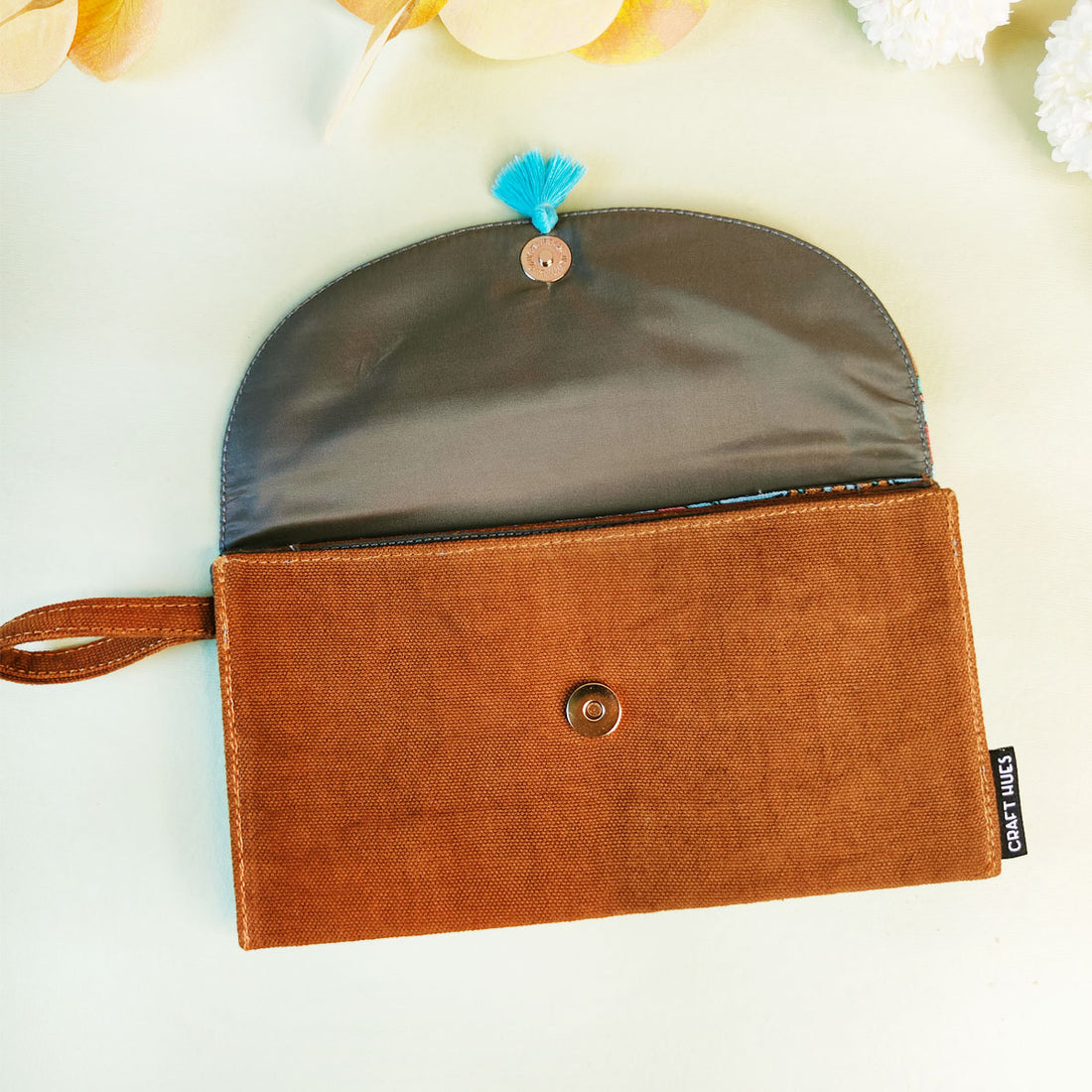 5 pocket long wallet-mustard peach tile