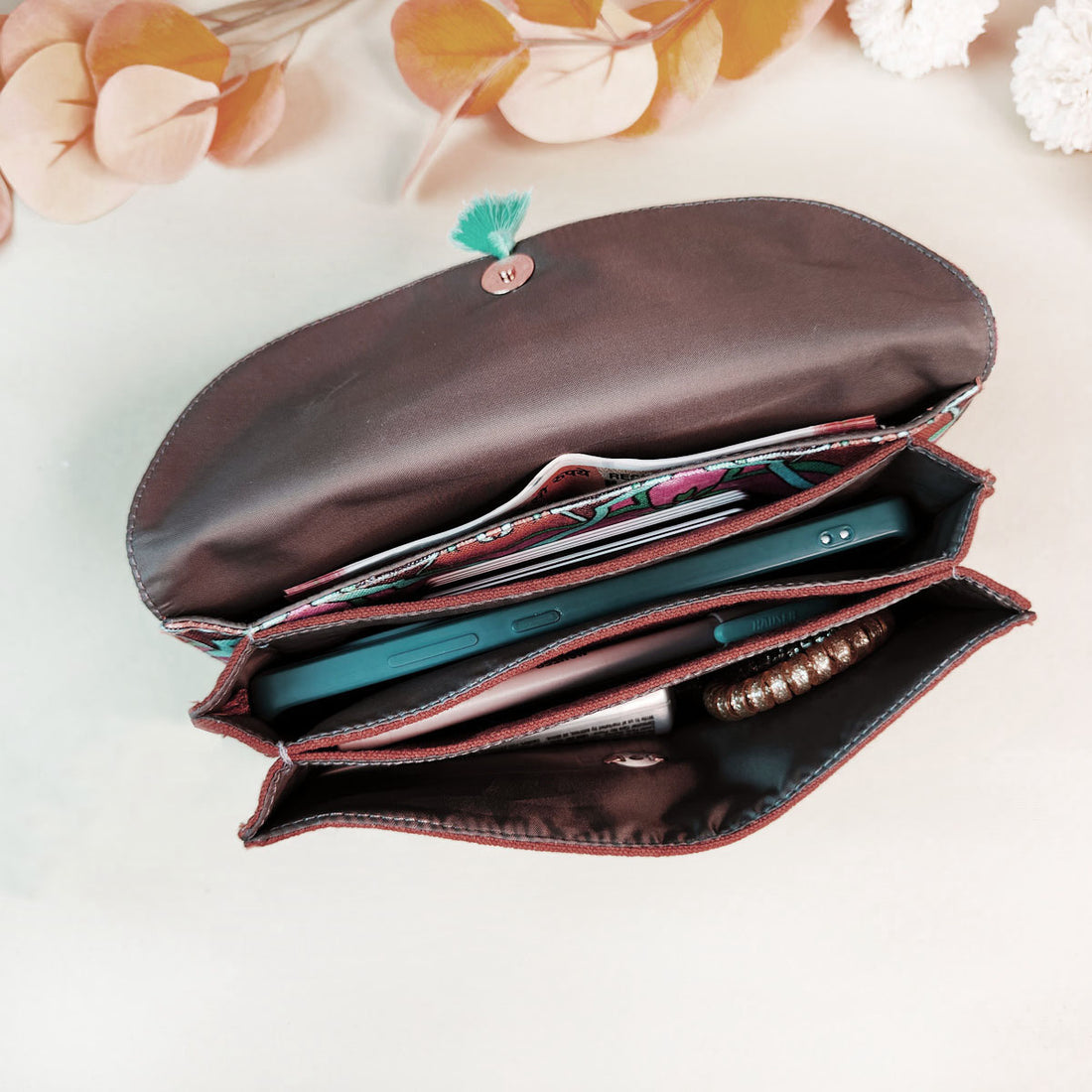 5 Pocket Long Wallet-Gond Blue Bird