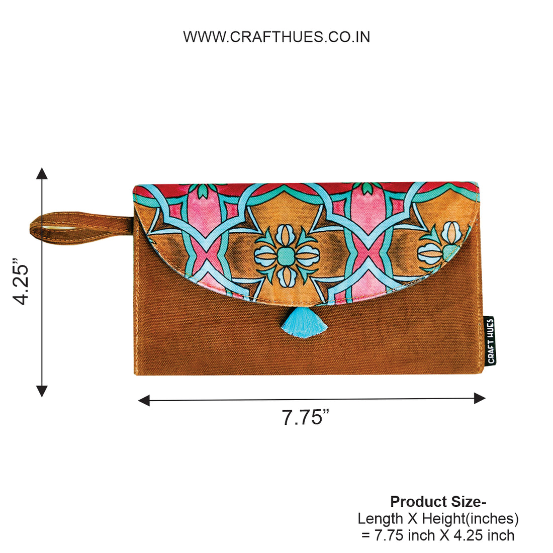 5 pocket long wallet-mustard peach tile