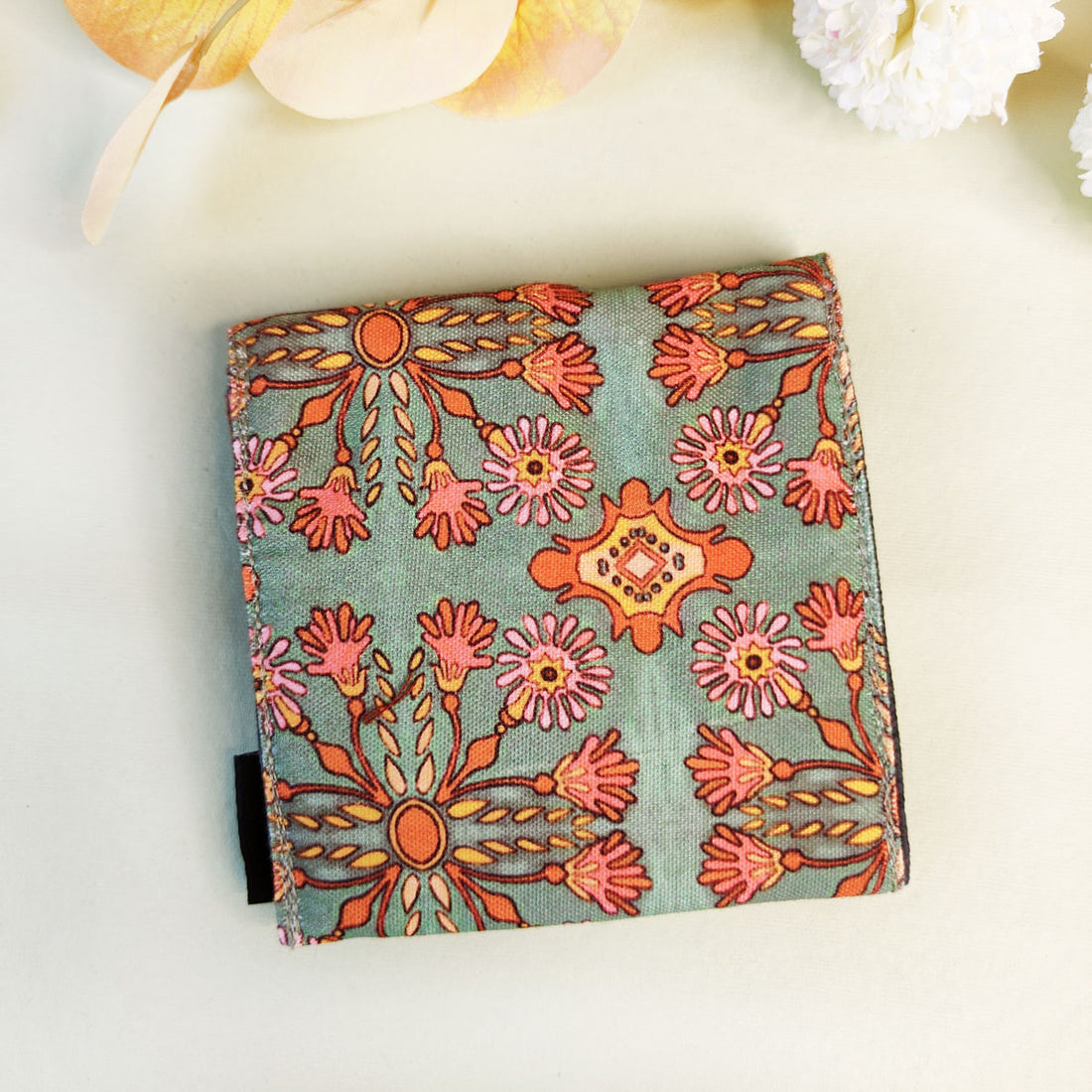 5 COMPARTMENT MINI WALLET- ORANGE- SEA GREEN TILE