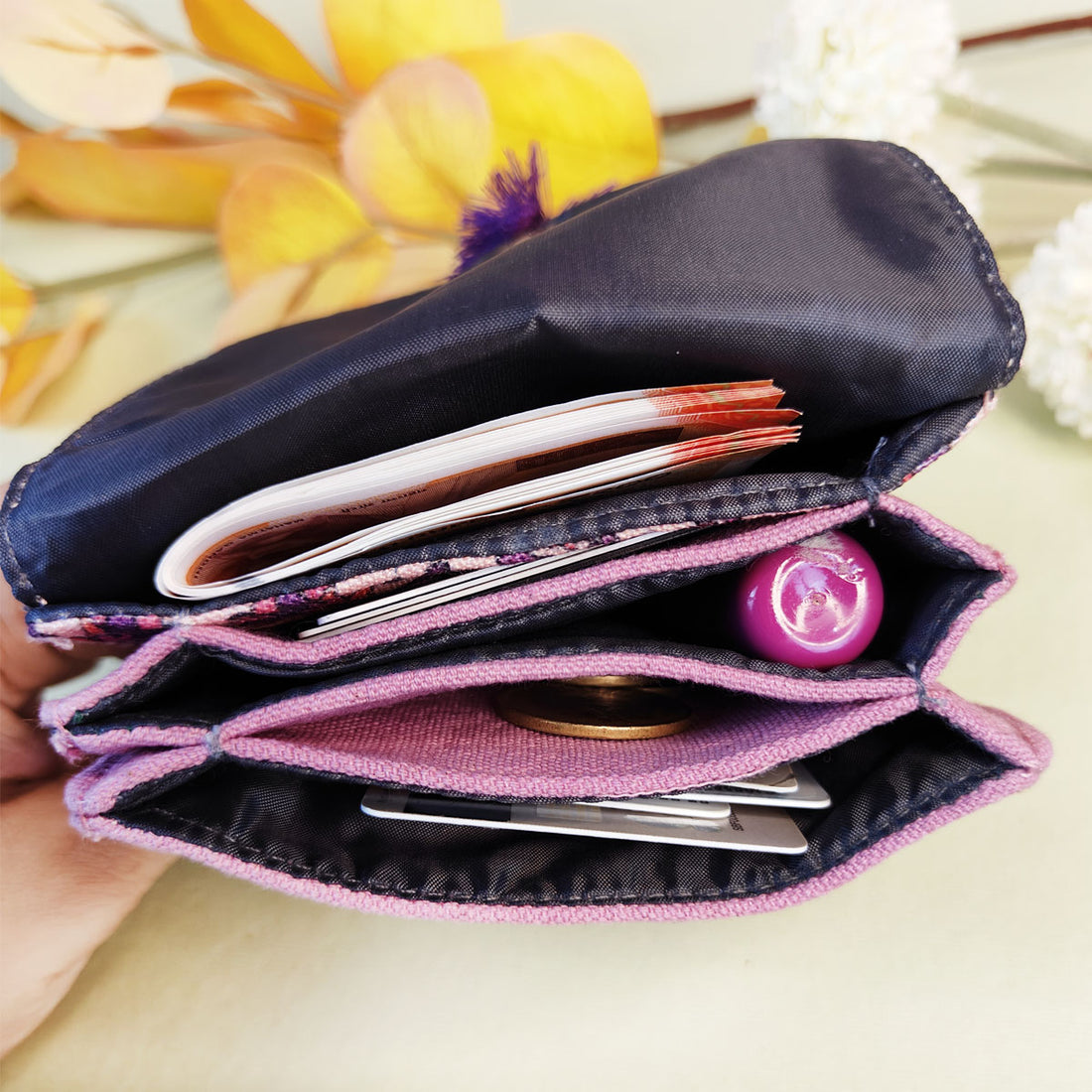 5 COMPARTMENT MINI WALLET- PURPLE SUZANI