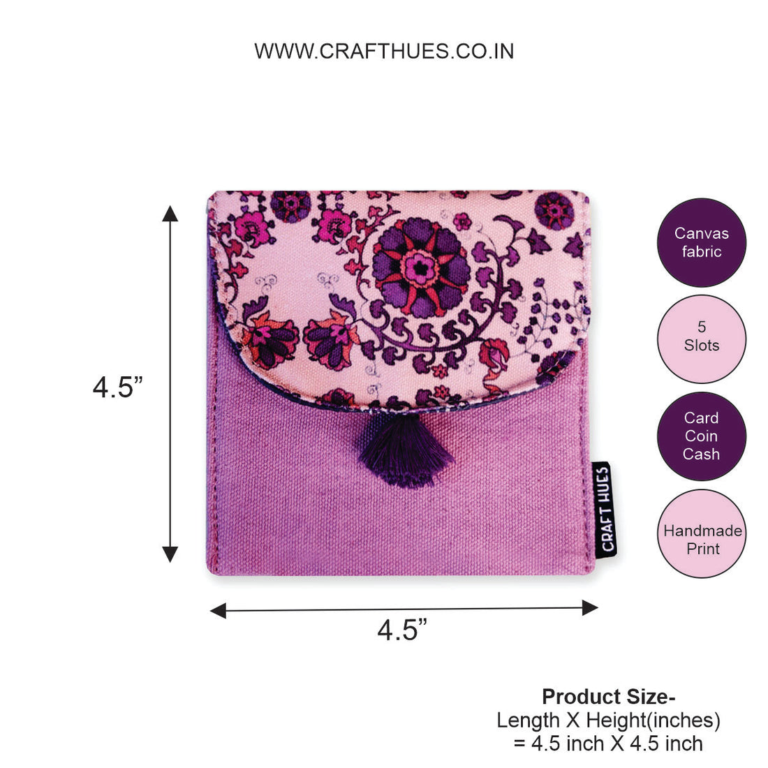 5 COMPARTMENT MINI WALLET- PURPLE SUZANI