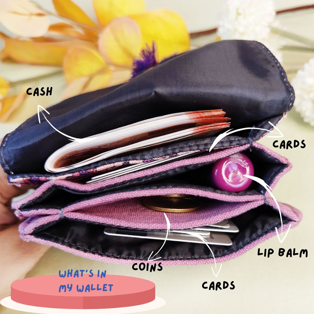 5 COMPARTMENT MINI WALLET- PURPLE SUZANI