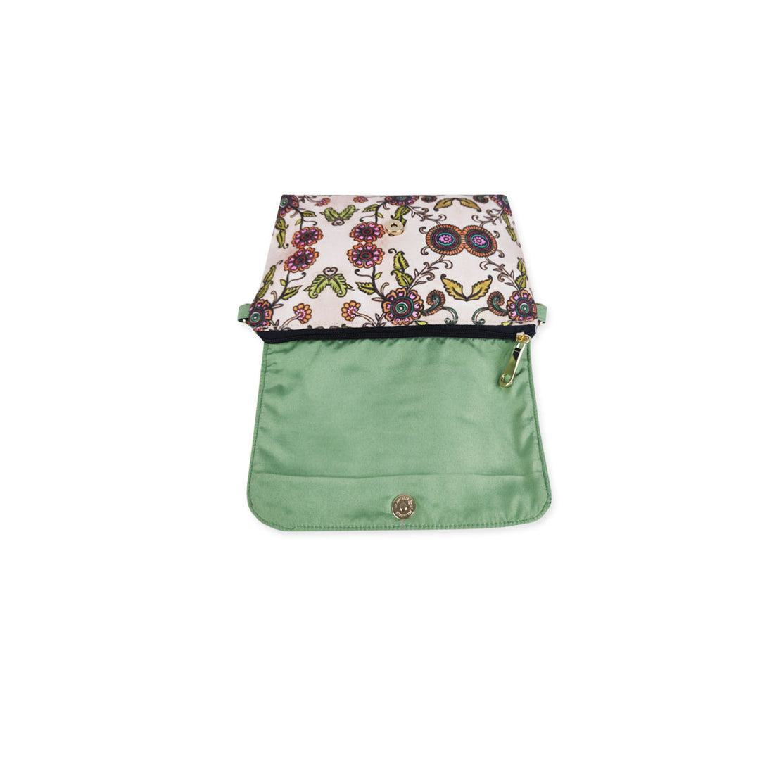 Big Flap Sling Bag- Mint green garden