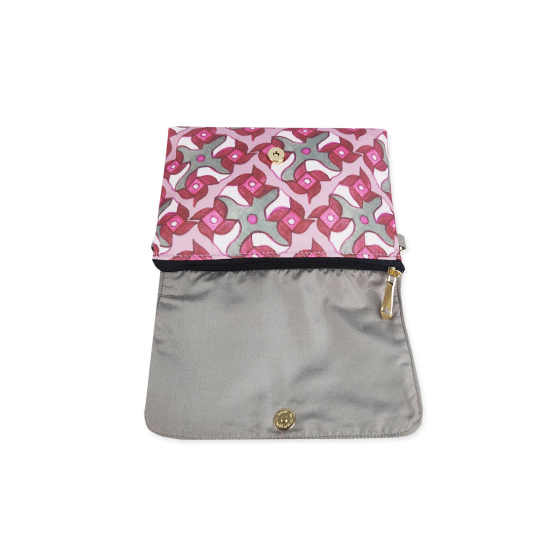 Big Flap Sling Bag- Pink-grey tile