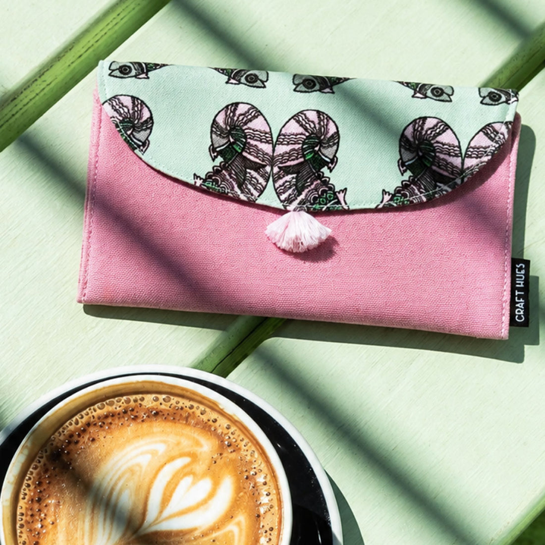 5 Pocket Long Wallet-Gond Pink Fish