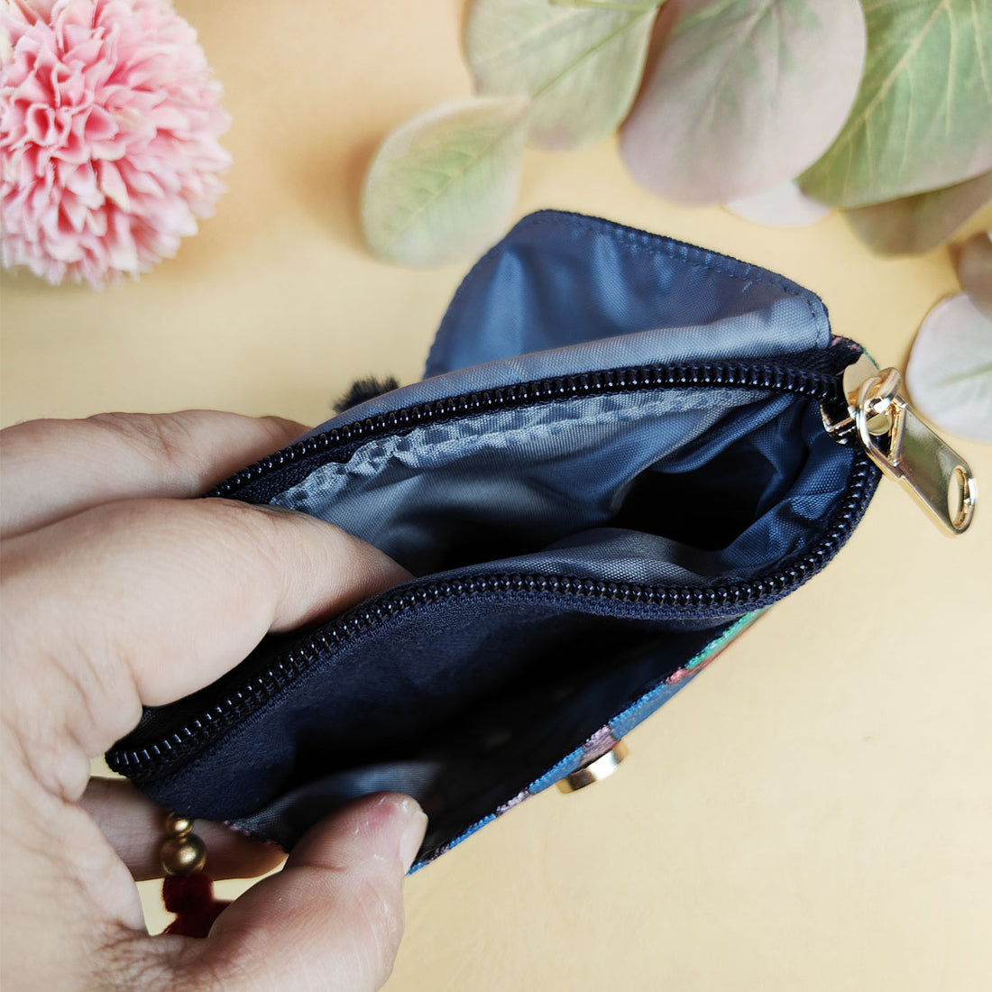 Mini wallet- Gond Blue Bird