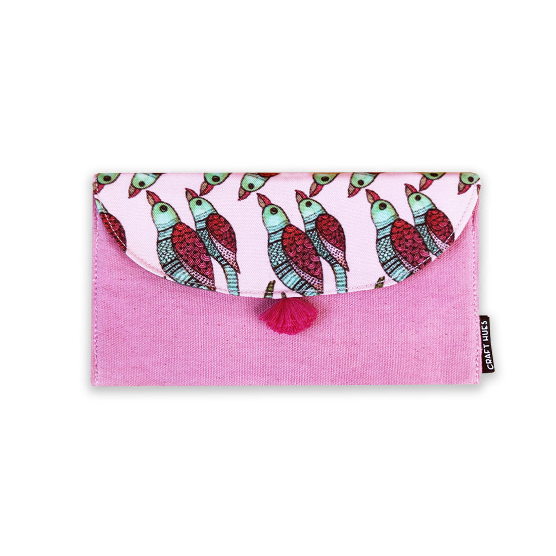 5 Pocket Long Wallet-Gond Pink Parrot