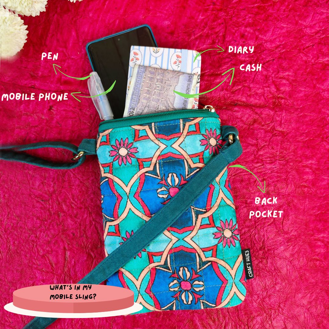 Quilted Mobile Sling-Teal Tile