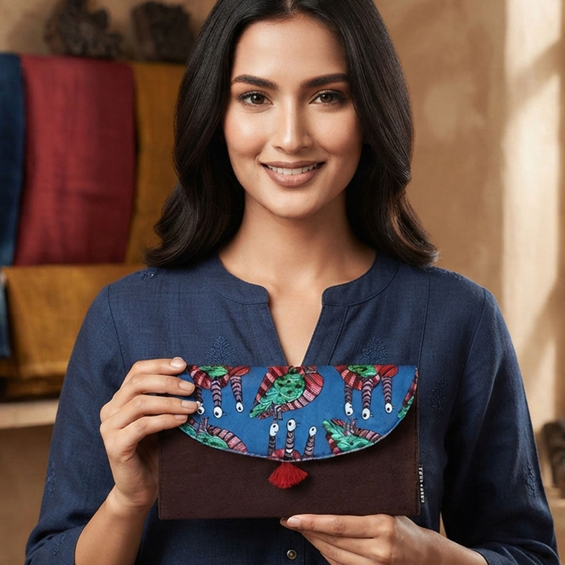 5 Pocket Long Wallet-Gond Blue Bird