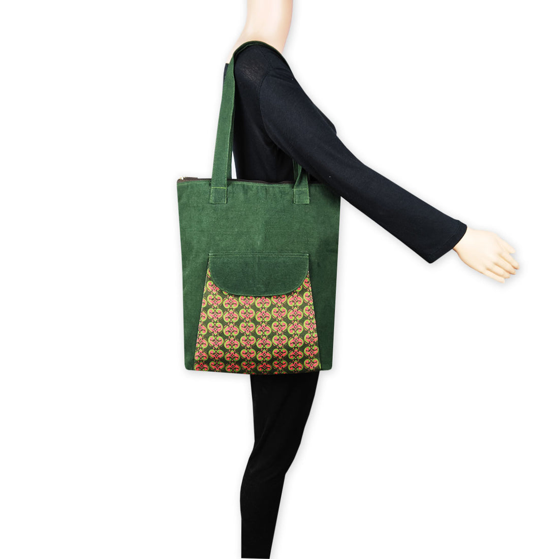 Green Knot Flap Tote Bag