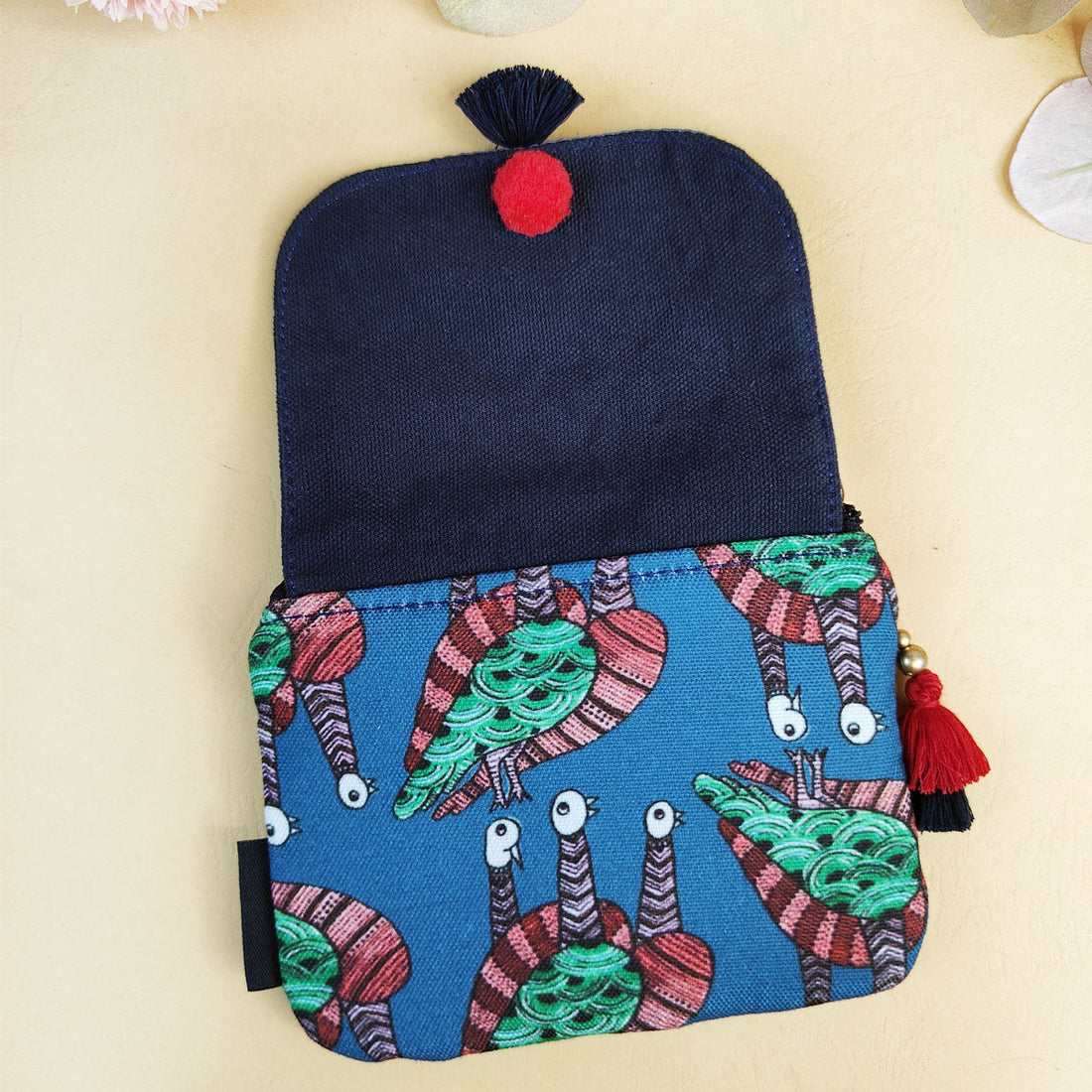 Mini wallet- Gond Blue Bird