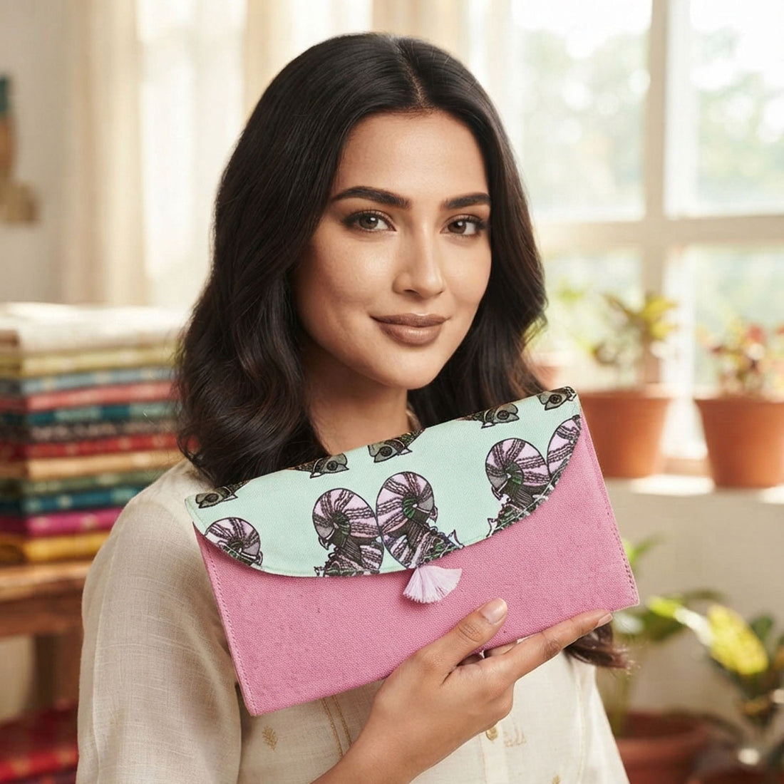 5 Pocket Long Wallet-Gond Pink Fish