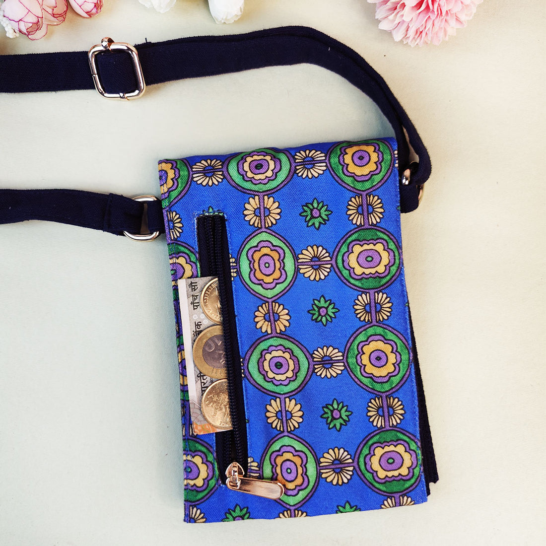 5-Pocket Mobile Sling- Blue-Green Tile