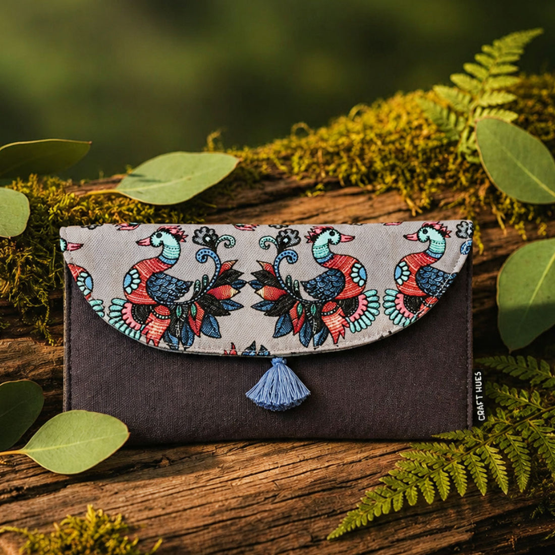 5 Pocket Long Wallet-Gond Grey Bird