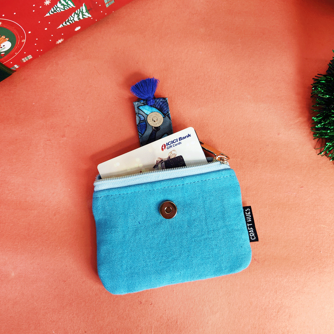 Mobile Sling Bag/Mini Wallet Combo- Gond Blue Bird