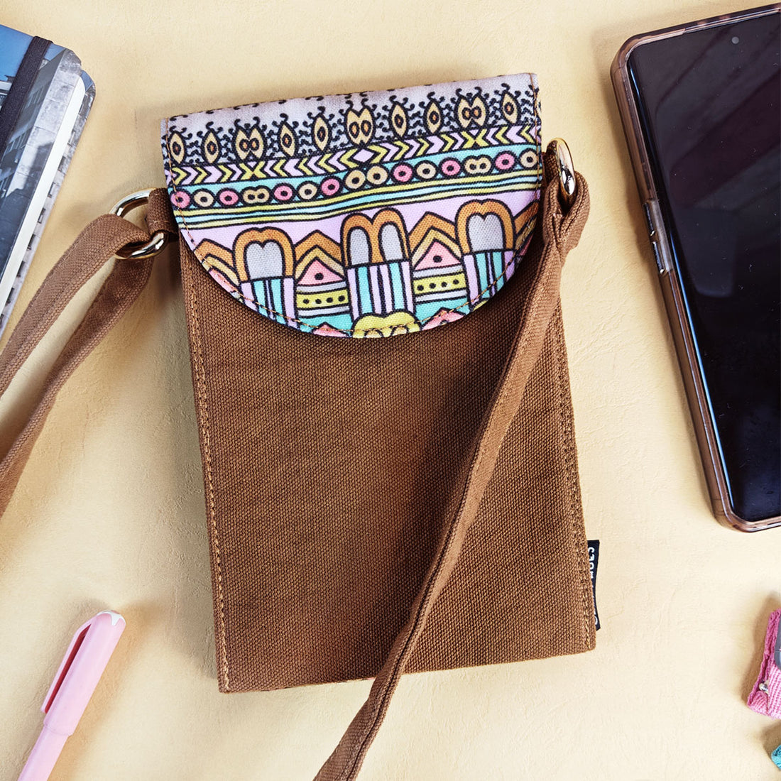 Aqua Abstract Godna Sling Wallet Combo