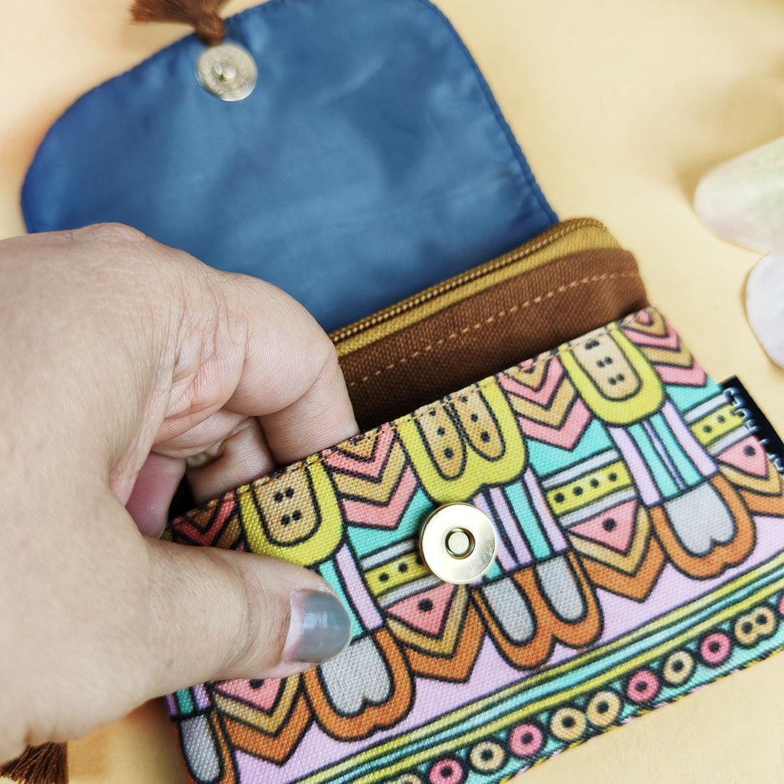 Aqua Abstract Godna Mini Wallet