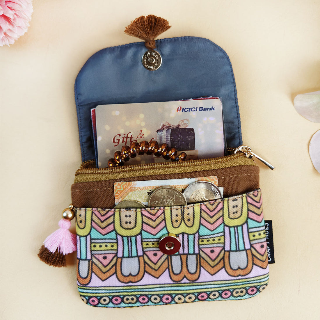 Aqua Abstract Godna Mini Wallet
