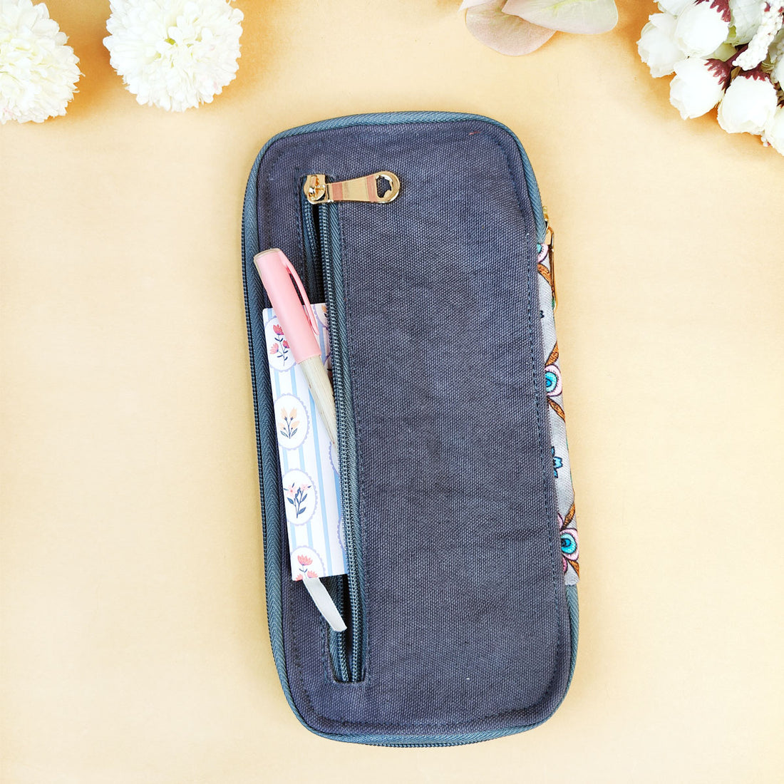 Bank Organizer- Grey Pink Floral Tile