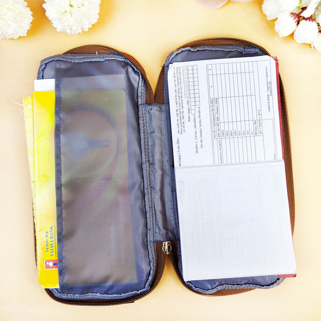 Bank Organizer- Maroon Beige Tile