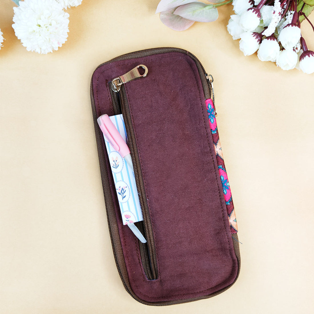 Bank Organizer- Maroon Beige Tile