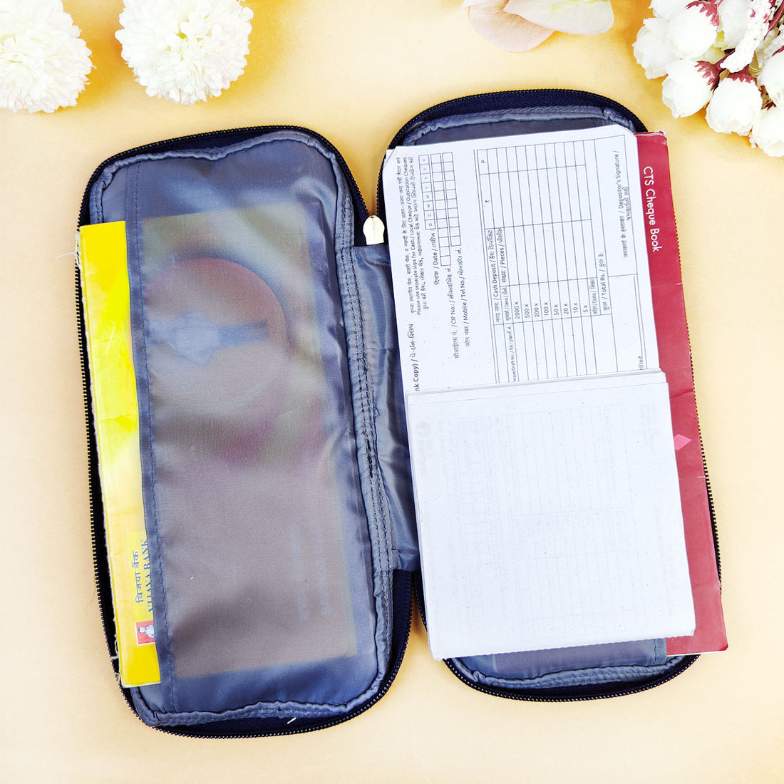 Bank Organizer- Maroon Blue Tile