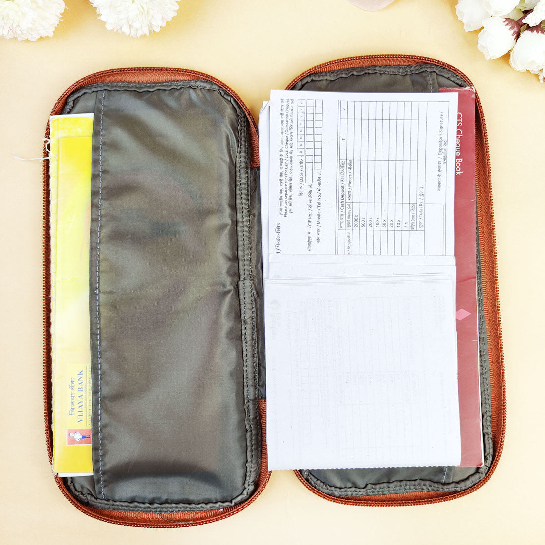 Bank Organizer- Maroon Peach Tile