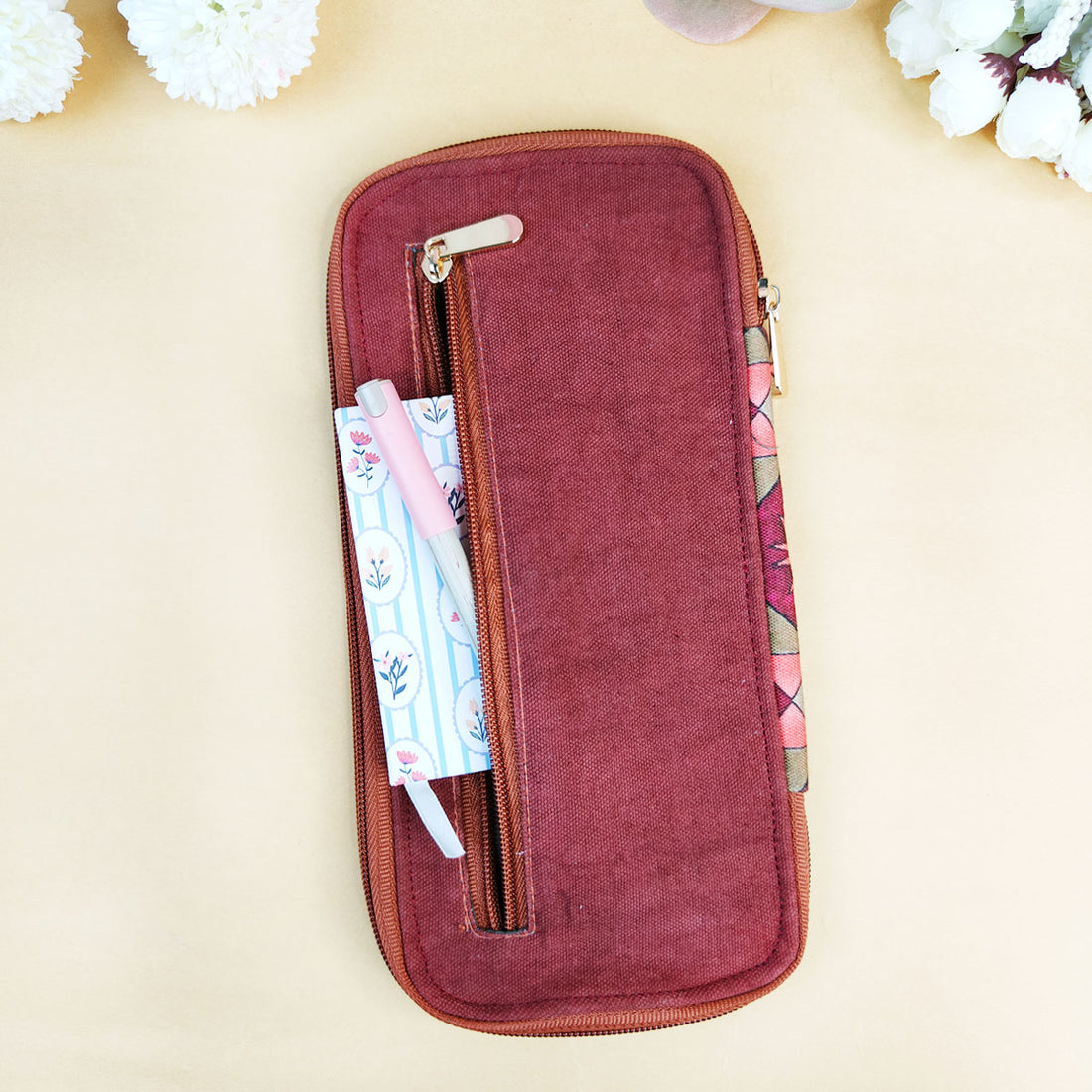 Bank Organizer- Maroon Peach Tile