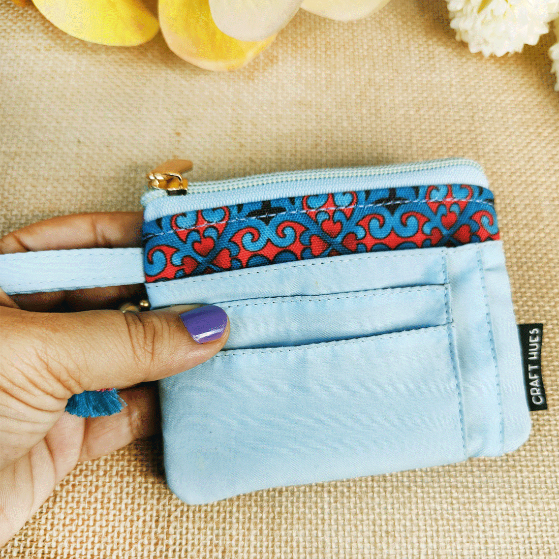 Mini Wallet front card Combo- Navy & Sky Blue